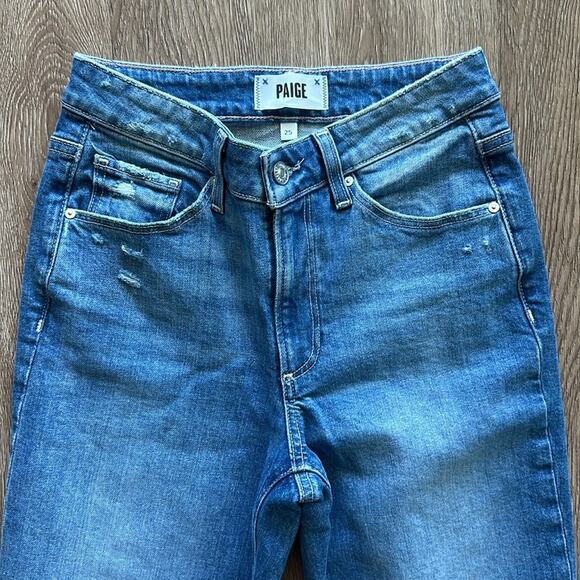 PAIGE Sarah Straight Ankle Jeans Art Piece Distressed Wash Size 25 - Picture 3 of 8